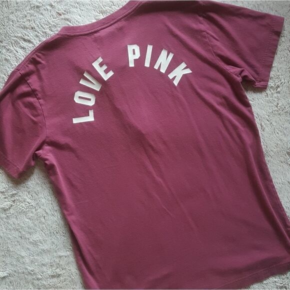 PINK Victoria's Secret Mauve Short Sleeve Tie Front Top Size Small - Picture 3 of 5